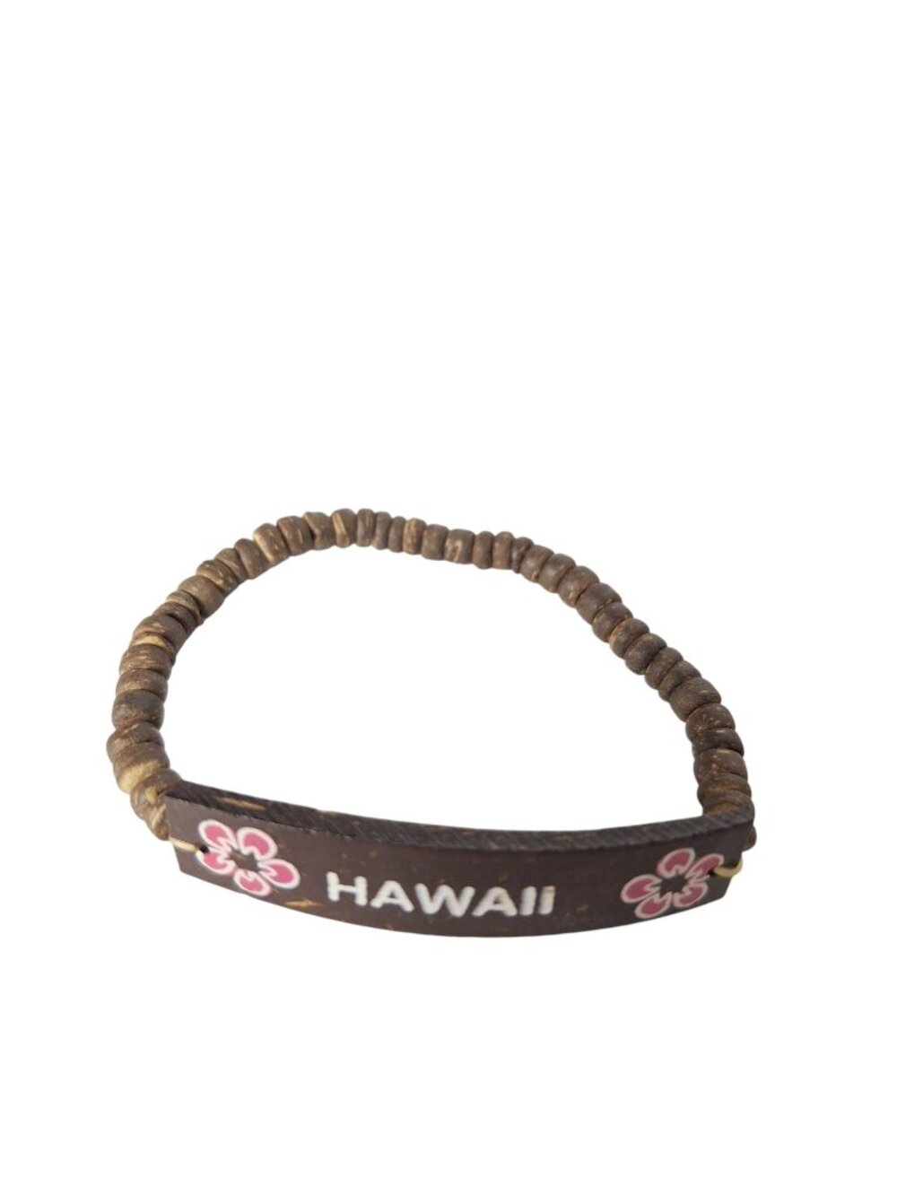 Hawaii Coconut Shell Beaded Stretch Bracelet Plumeria Flower Beach Souvenir